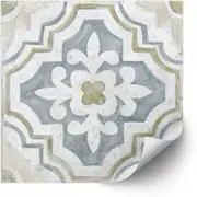 [Namly Design] Tiles Sticker - Blue and brown floral pattern / Set of 24