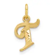 14K Yellow Gold Letter T Initial Charm