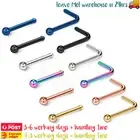 3PCS Nose Rings Stud Zirconia Surgical Steel L-Shaped Ear Body Piercing Jeweller