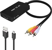 CIKIAER HDMI to RCA Converter, HDMI to AV for Apple TV, Roku, Fire Stick - Black