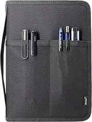 diodrio A5 Zipper Journal Notebook Cover with YKK Zipper for 5.5 x 8.25 Moleskine Cahier A5 LEUCHTTURM Planners Sketchbook, Pen Loop, Water Resistant, Refillable, Cover Pockets, Black