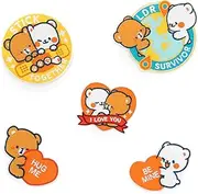 [Milkmochabear] I Love You Patches Set of 5 Authentic Milk Mocha Bear Merchandise Iron-On Easy to Apply Cute Adorable Cotton Embroidered for Clothing Bags Hats DIY Accessories