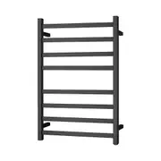 Electric Heated Towel Rack Wall Mounted Towel Rail 8 Bars Square Black