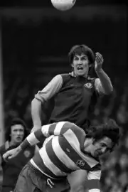 Aston Villa v Queens Park Rangers Aston Villa Chris Nicholl jumps - Old Photo