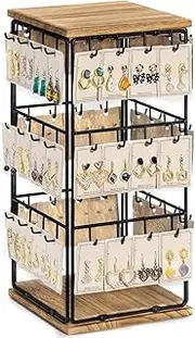 Generic Earring Holder Organizer,Earring Storage Organizer with Wood Base,48 Hooks Earring Rack for Women and Girls,Jewelry Organizer Stand for Displaying Ring,Earrings,Ear Stud,Bracelets