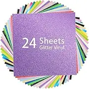 AHIJOY Shimmer Vinyl Bundle Permanent Adhesive 12"x12" 22 Pack Glitter Adhesive Vinyl Sheets & 2 High Tack Transfer Paper Tape Vinyl for Mug Cup DIY Project Party Decoration