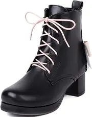 [Vrupons] Women Sweet Square Toe Ankle Boots with Block Heel