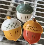 SET of 3 NEW HALLMARK Acorn Nesting Nut Dip Serving BOWLS Autumn Fall FREE SHIP!