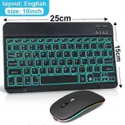 Wireless Keyboard Bluetooth Keyboard and Mouse Spanish Russian Mini Keyboards Tablet Backlit Keyboard for Phone Pro black English