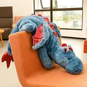 Weighted Stuffed Toy, Soft and Sturdy Weighted Dragon Plush, Cute Portable Stuffed Dragon Toy Pillow, Not Easy to Fade for Kids and Adults(130CM,Blue)