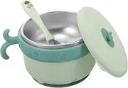 MOLUCKFU Useful Bowl Spoon Insulated Boys and Girls Plate Stainless Steel Bowl Fadeless Reusable