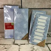 Snowflake Printed Envelopes Matching Address Lables Blue Lot Christmas Holiday