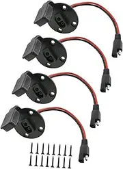 MERRYHAPY Solar Panel Mount Connector Set Extension Cable Mount Plug 4holes Waterproof for Solar Power Electric Toys