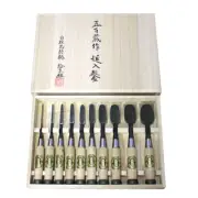 Japanese Nomi Chisel Vintage Old Retro Oire Tools Set of 10 Ioroi in Box
