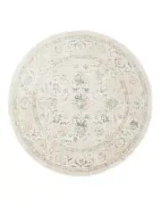 [Miss Amara] Caribou Traditional Round Rug in Cream and Pink