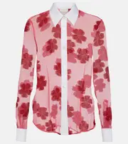 [Dries Van Noten] Dries Van Noten Floral cotton jacquard shirt AU 10 pink
