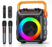 Karaoke Machine for Adults and Kids,Portable Bluetooth Speaker with 2 Microphone