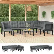 8/9 Piece Garden Lounge Set Black and Grey Poly Rattan vidaXL
