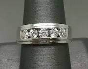 5Ct Round Lab Created Diamond Five Stone Men's Stylish Band Ring 925 Silver