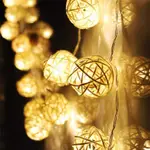 20 LED WARM WHITE RATTAN BALL STRING FAIRY LIGHTS FOR XMAS W