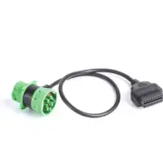 Green Type 2 J1939 Male and Female Pass-Through to OBD2 Cable