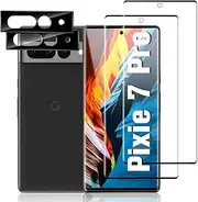 Aircawin Screen Protector for Google Pixel 7 Pro with Camera Lens Protector [2+2 Pack],9H Tempered Glass Protector,HD Clear,Fingerprint Unlock,3D Full Coverage,No Bubble,Anti-Scratch,Case Friendly