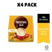 NESCAFE 3 in 1 Mild Instant Coffee Smooth & Creamy (18gm x 25) 4 Pack