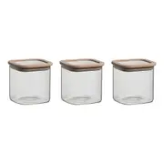 3pc Ecology Store Square Canister Container Pantry Storage w/ Lid Set Clear