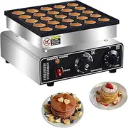 Dutch Pancake Maker, Commercial Electric Maker Pizzelle Maker with 5 min Timer and 50-300℃ temperature, 25pcs Non-stick Muffin Waffle Maker for Restaurant and Home