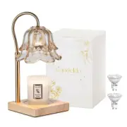 Candle Warmer Lamp with Timer: Flower Gold Candle Lamps Height Adjustable Hom...