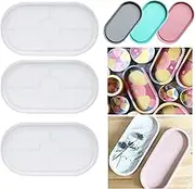 3 Pack Resin Tray Mold, Oval Coaster Epoxy Resin Casting Mould DIY Jewelry Tray Dishes for Craft Jewelry Storage Office Home Decoration