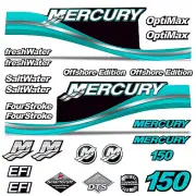 Mercury 150 Four 4 Stroke Decal Kit Outboard Engine Graphic Motor Merc TEAL