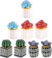 KONTONTY 8pcs Artificial Succulent Potted Plants Mini Fake Decor Plants for Home Office