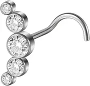 [Niaspi] 20G G23 Titanium CZ Nose Rings for Women Threadless Push In L-Shaped S-Shaped Nose Studs Rings Screws Hypoallergenic Nose Nostril Piercing Jewelry