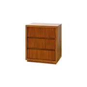 Bedside Table Brown Colour Waveform Design Three Drawers Nightstand
