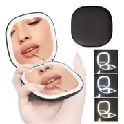 Lighted Travel Makeup Mirror with 1X/10X Magnifying Double Sided Dimmable