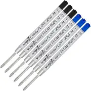 6 Pack - Schmidt Easy FLOW 9000 - 3 Black Ink & 3 Blue Ink - Medium Point