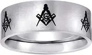 [JewelryWeb] Stainless Steel Mens Masonic Laser Pattern Comfort-Fit Wedding Band Ring10-Wedding-Band for Men