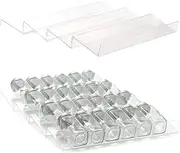 Biendo Set of 4 Clear Plastic Spice Jar Rack Drawer Organizer Expandable Spice Seasoning Holder Storage Organisation for Countertop Kitchen