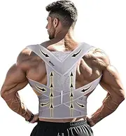 Breathable Posture Corrector & Supportive Back Brace - Adjustable Design for All-Day Comfort (Grey Black)