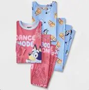 Bluey Girls Long Sleeve Pajama Set 4pc-Pink/Blue Size 6 Cl41