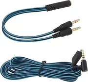 Be In Your Mind 1 Set of 2 PCs Replacement Audio Braided Cable 2M with Y Adapter Compatible with SteelSeries Arctis 3, 5, 7, Pro, Prime Gaming Headsets