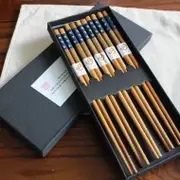 5 Pairs High Quality Bamboo Chopsticks Wooden Dinner Gift Box Natural Healthy