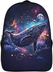 [WUSHAUALNS] School Bags Starry Whale Backpack School Bag Rucksack for Girls Boys Backpacks Large Capacity Kids Back Pack Lightweight School Bags for Children Students Bookbag 40x28x16cm