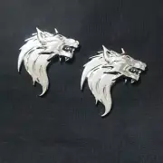 2x Left Chrome Wolf Head Silver Metal Decal Badge Sticker Emblem Luxury Car Auto (for: Porsche)