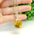 Amber Pendant Genuine Faceted Baltic Amber Big Bead Silver Chain