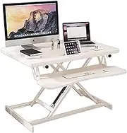 Standing Desk Converter, 2 Tiers Height Adjustable Sit Stand Desk Riser 5.5-16.1in with Organizer Slot and Phone Holder fit Dual Monitors Standing Desk Workstation Positions(White)