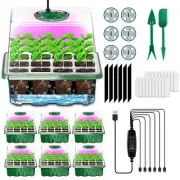 Self Watering Seed Starter Tray 6 Pack 72 Cells with Grow Light Adjustable