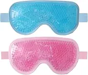 Pack of 2 Eye Mask Cooling, Cold Warm Compress Eye Mask, Gel Eye Mask, Reusable Cooling Eye Mask for Facilitating Dark Circles and Eye Fatigue (Blue, Pink)