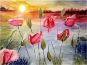 Sunrise Flower Accent Tile Mural Kitchen Bathroom Wall Backsplash Marble Ceramic